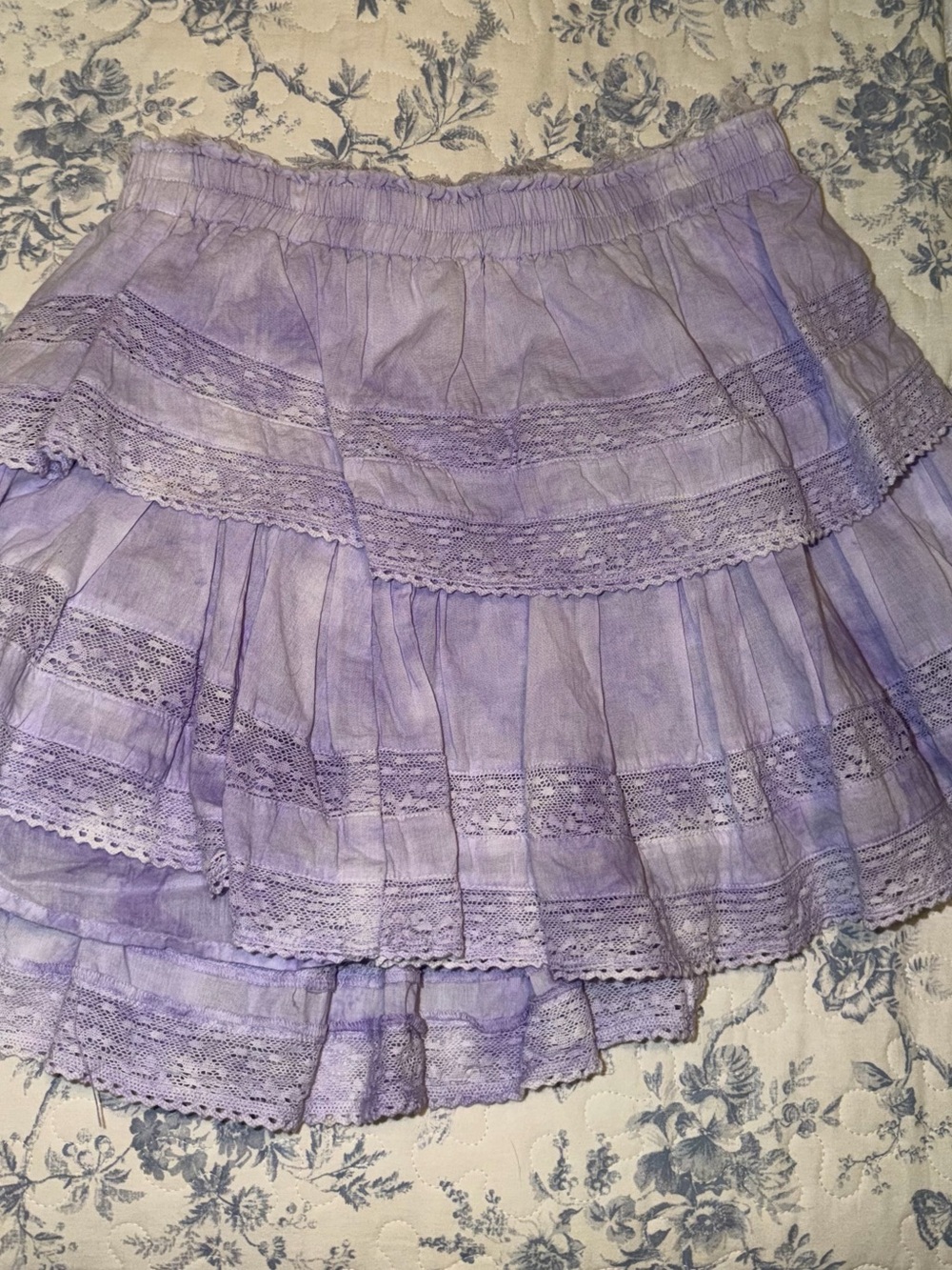 LoveShackFancy Lavender Ruffle Mini Skirt